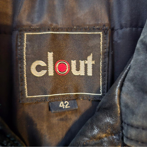 Vintage Clout Leather Jacket Motorcycle Biker Black SZ 42 Black Bomber 1980s - Picture 2 of 9